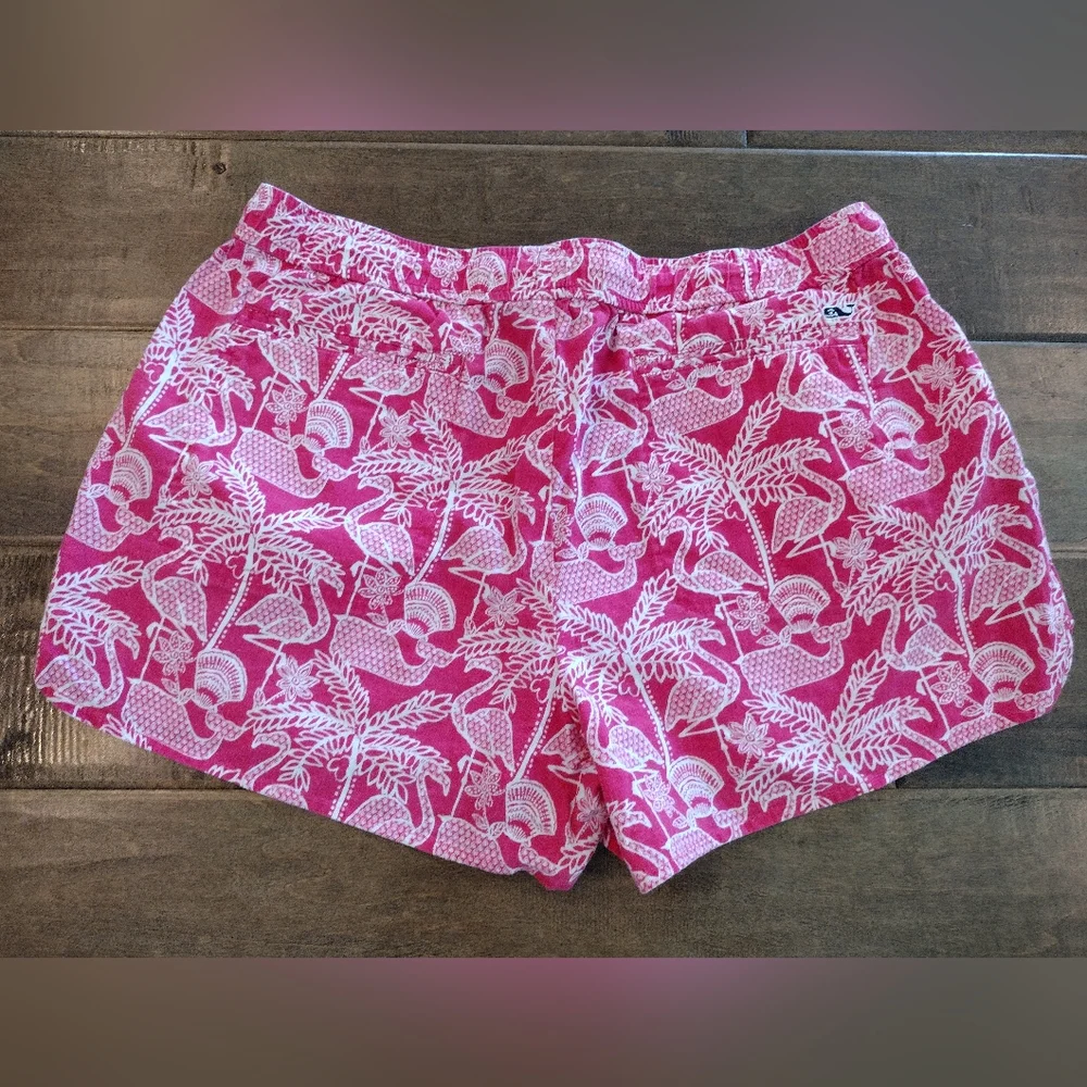 VINEYARD VINES women's Linen Blend bright pink whale 3" shorts - S - Picture 2 of 8